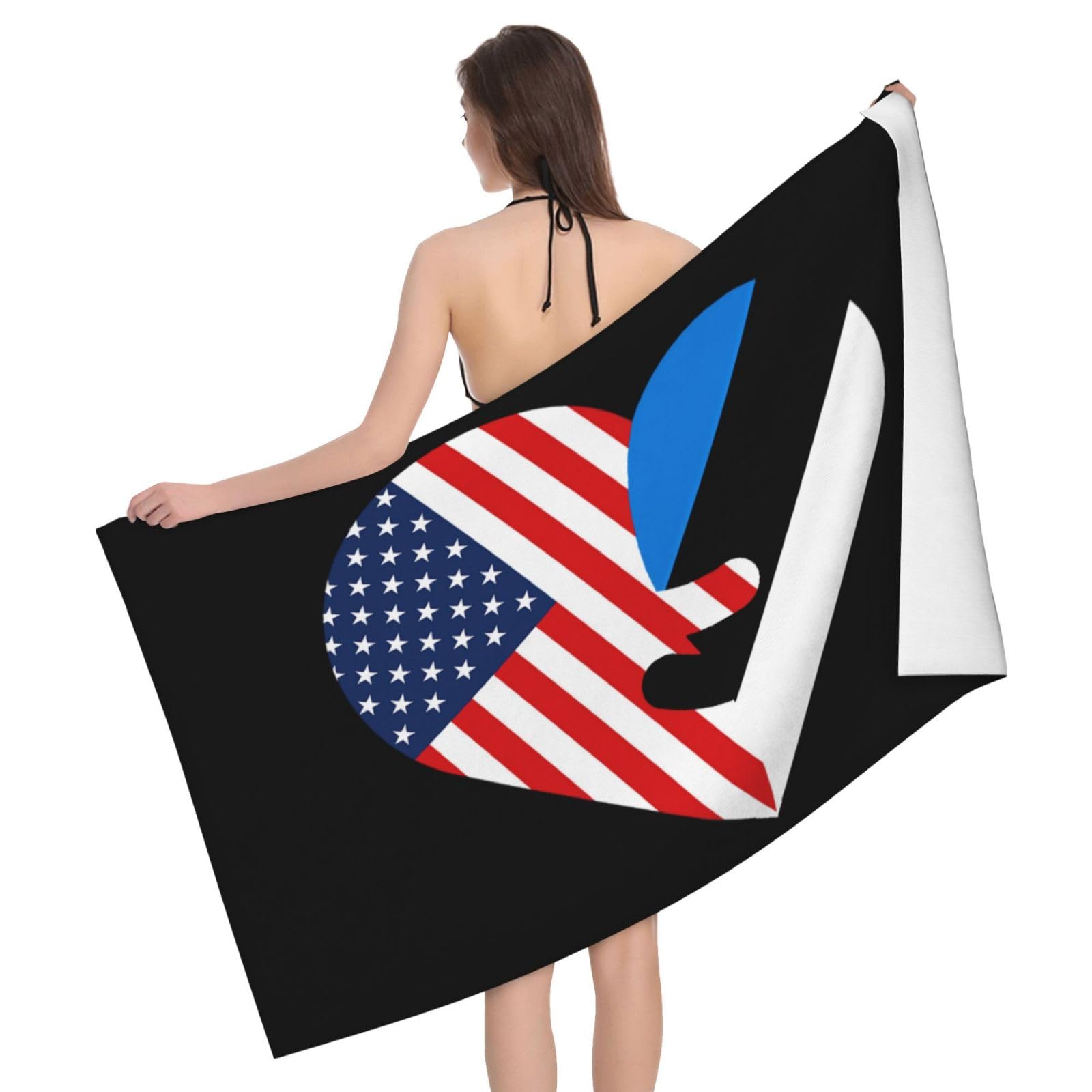 HLBSDM Microfiber Heart America Flag and Estonia Flag Beach Towel Quick Dry Soft Sand Free Beach Towels for Pool Swim Beach Lightweight Thin Towels