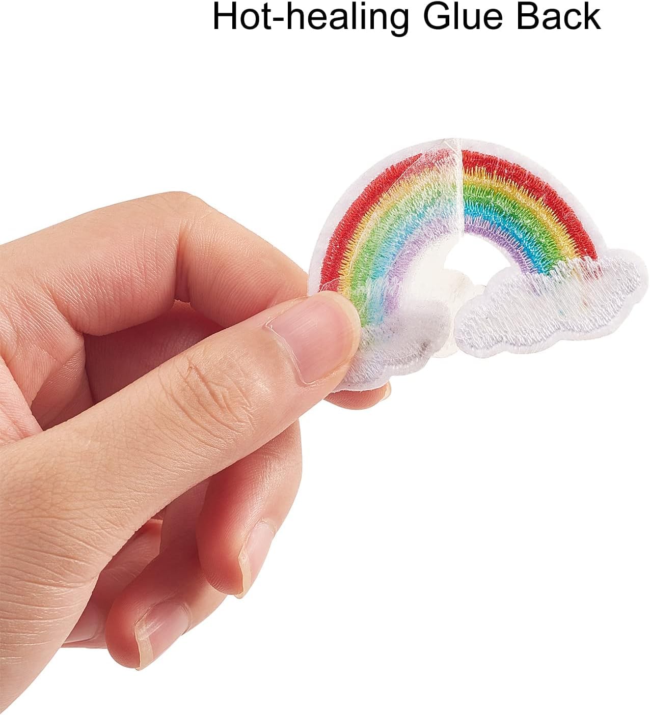 Daily Crafts Embroidery Patches for Kids Boys Girls | Fine Thread Embroidery Iron On Press Patches Clothes Stickers (2 pcs Rainbow) 3