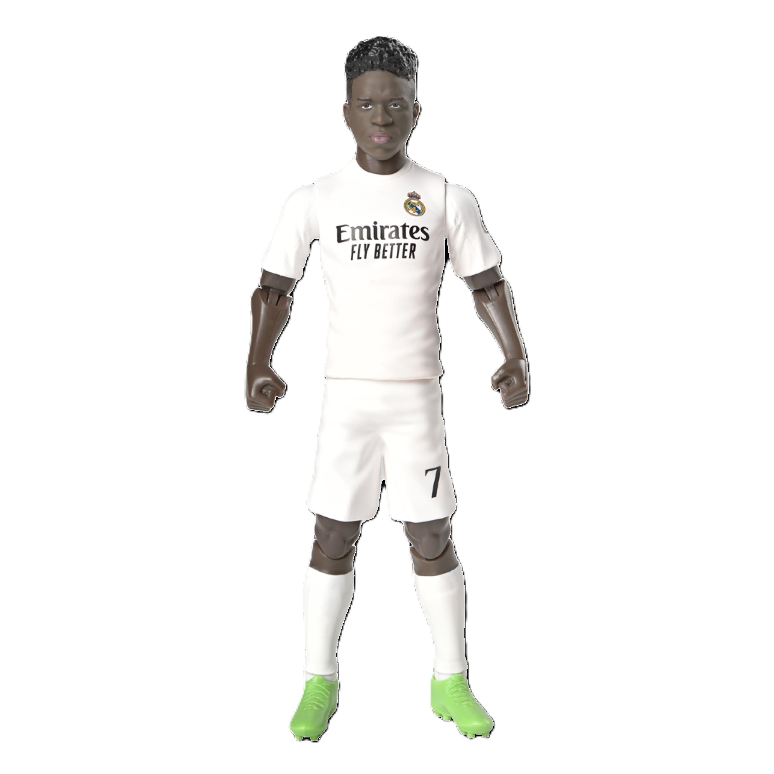 Megableu - Figurine Foot Vinicius - 20 cm - Grande Figurine Footballeur Réaliste & Articulée - Licence Officielle - 10 Points d’Articulation - Jouet Football Real Madrid - Idée Cadeau Fans Vinicius