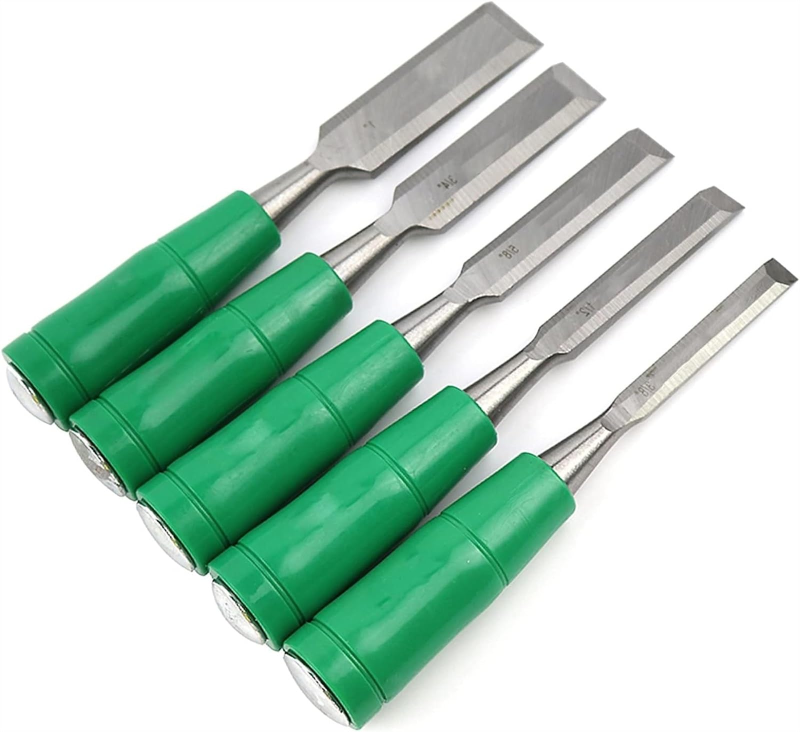 5-częściowy zestaw dłut do drewna 3/8", 1/2", 5/8", "3/4", 1" Dłuta stalowe Wytrzymały uchwyt z PCV do rzeźbienia w drewnie, stolarki, rzeźbienia, obramowania, toczenia w drewnie, mebli, rzemiosła i