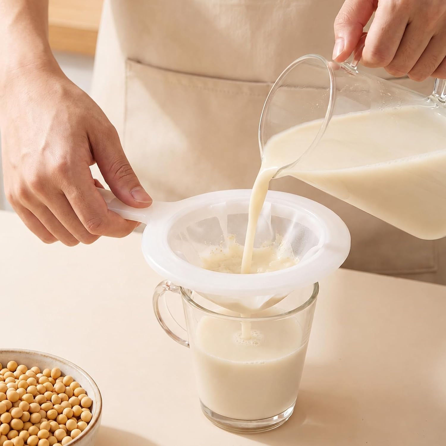 Amabro 4Pcs 200 Mesh Nylon Nut Milk Bags with 1Pc Fine Strainer Filter Set