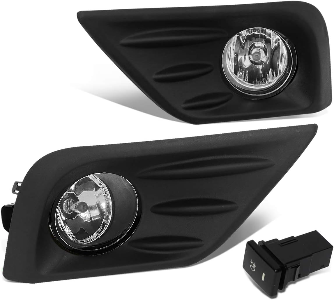 Auto Dynasty Fog Lights Assembly Compatible with 2016-2018 Nissan Altima 4 Door, Fog Lamp Replacement, with Black Trim Bezel Cover and Switch, Driver Passenger Side, Clear Lens