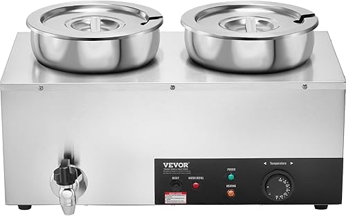 Miniatura 10 de VEVOR Calentador de sopa eléctrico, doble olla redonda de acero inoxidable de 7.4 cuartos de galón de temperatura ajustable de 86  185 F, 1200 W