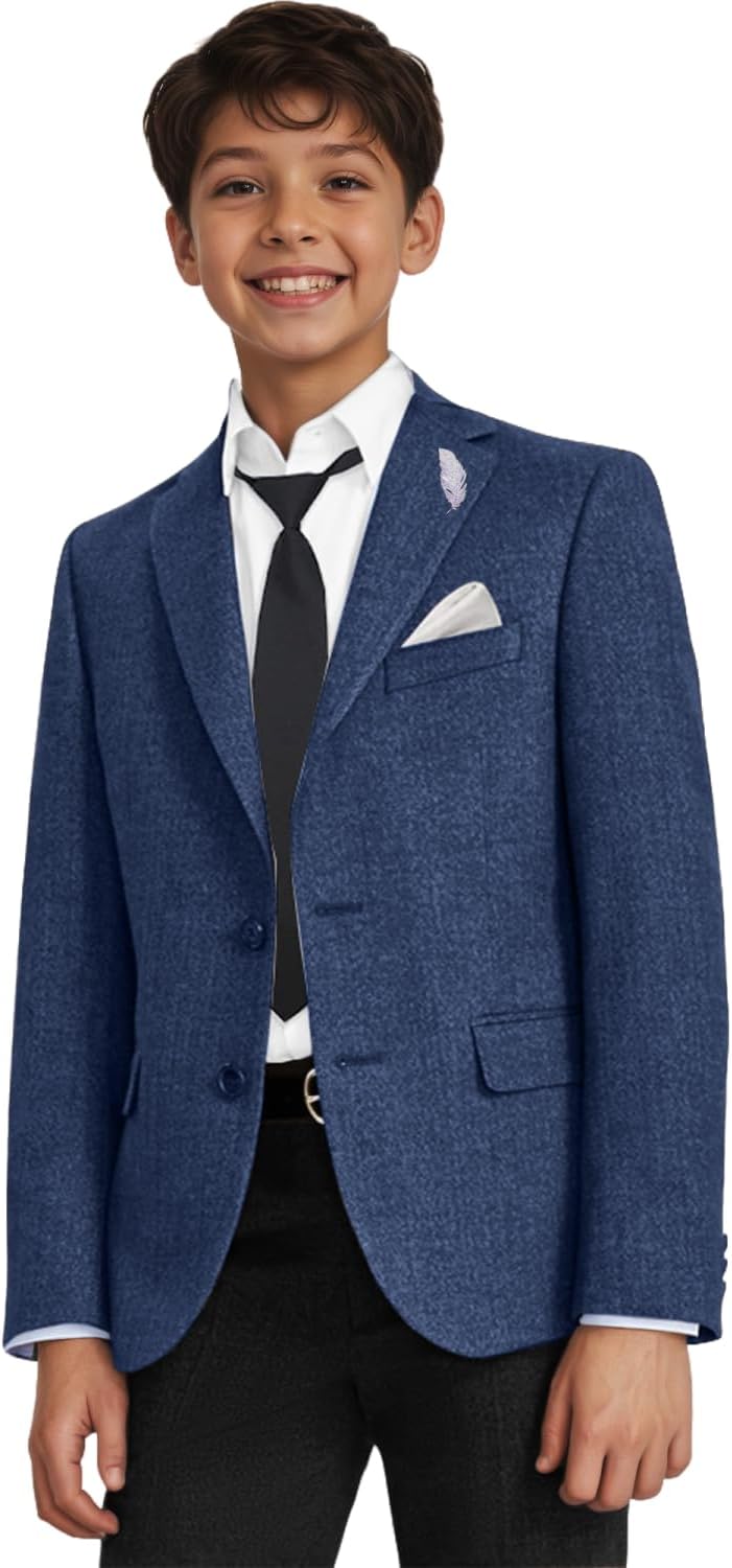 Retro Tweed Boys Jacket Suits Blazers Herringbone Slim Fit Suit Separate Wool Blend Wedding Prom Sport Coat for Kids Boy