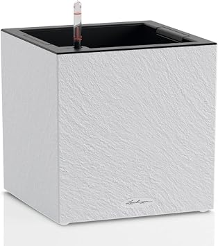 Lechuza 15950 Canto Slatestone Low 40 Self-Watering Planter, Light Grey