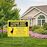 JuneLucky Please Keep Gate Closed Don't Let The Goats Out Corrugated Plastic Decorative Yard Sign wi