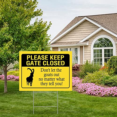 Junelucky Please Keep Gate Closed Don't Let The Goats Out Corrugated Plastic Decorative Yard Sign With Metal H Stake Farmhouse Street Notice Warning Yard Signs For Outside Garden Lawn Decor 18X24 #TOP29