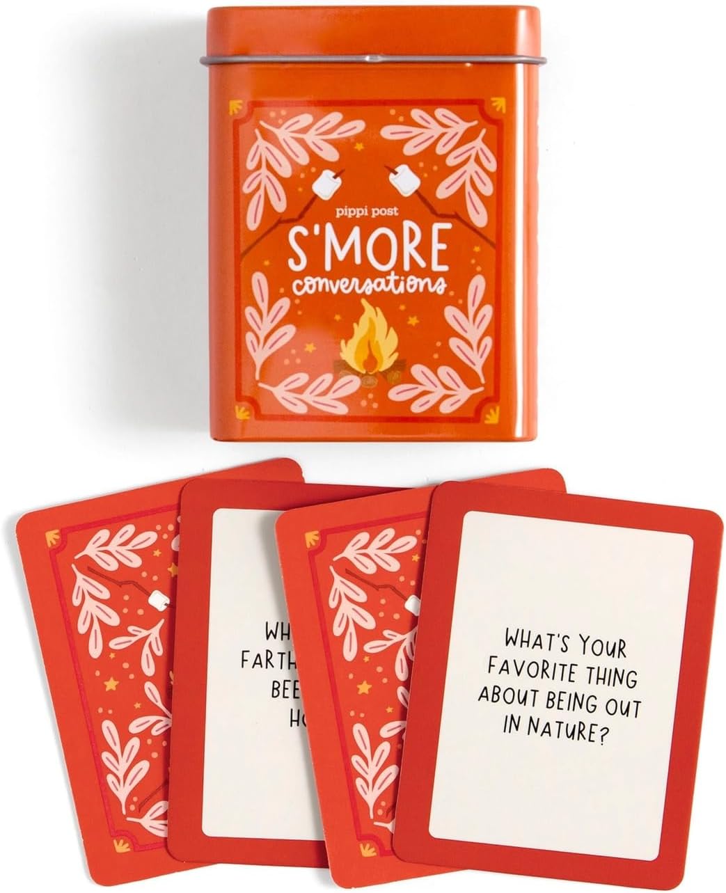 Pippi Post S'More Nature Conversation Cards with Tin, 50 Outdoor Prompts