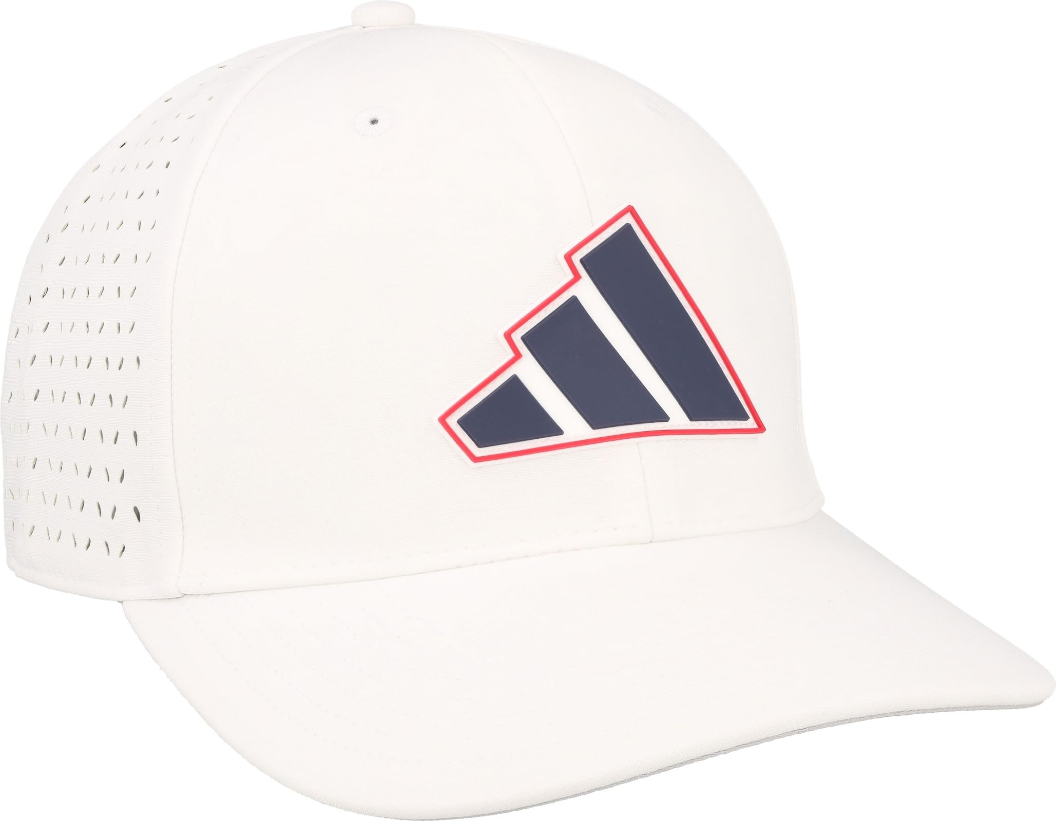 adidas Men's Hydrophobic 2.0 Tour Golf Hat Cap, White, Collegiate Navy, Red, One Size