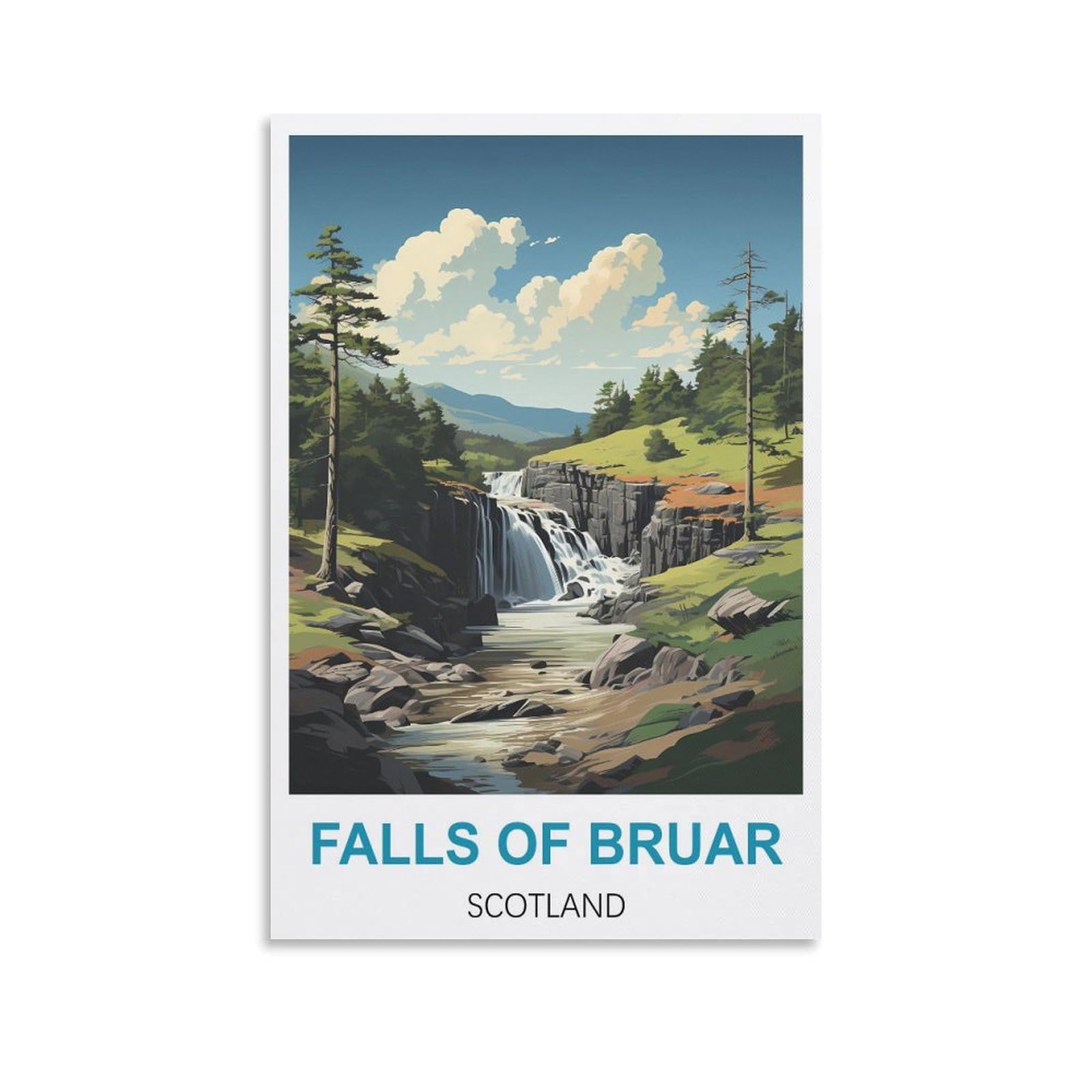 Vintage Metal Tin Signs Falls of Bruar Scotlands Art Retro Plaque for Bars Pub Playroom Man Cave Wall Decor 15x30cm