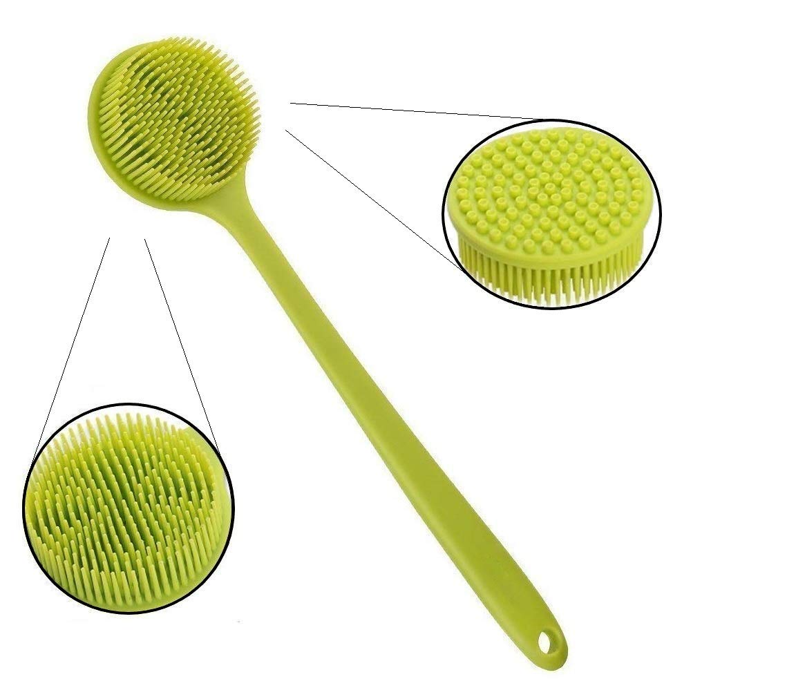 Cepillo de silicona para baño y ducha, mango extra largo y cerdas ultrasuaves, respetuoso con el medio ambiente y 100 % libre de BPA