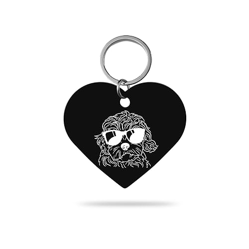 MACOS Engraved Personalised Heart Pet Tag for Dogs and Cats [Black]