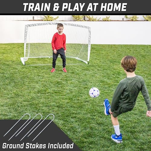 Image of GoSports Portable Soccer Goals for Kids - 13 Color Options - Choose 4 x 3 ft or 6 x 4 ft - Team Tone Pop Up Nets for Backyard