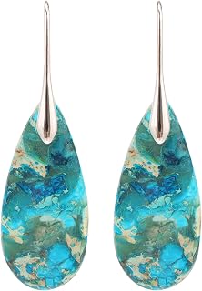 Natural Healing Stone Waterdrop Earrings Crystal Birthstone Dangle Drop Earrings