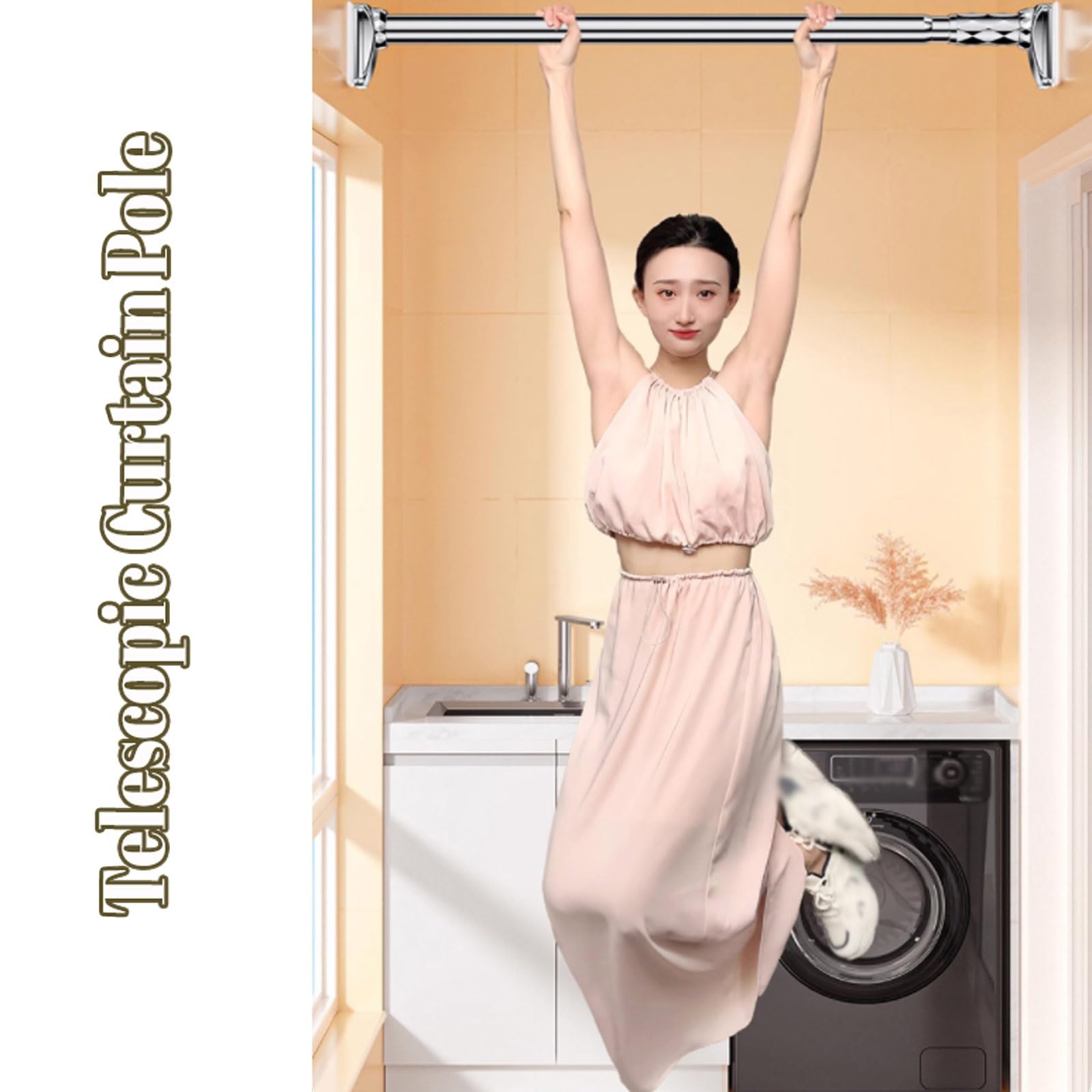 Asta regolabile senza trapano per asta da bagno per affittuari adatta a 260350 cm (8,511,5 piedi) Facile da installare No Dama Ideale per