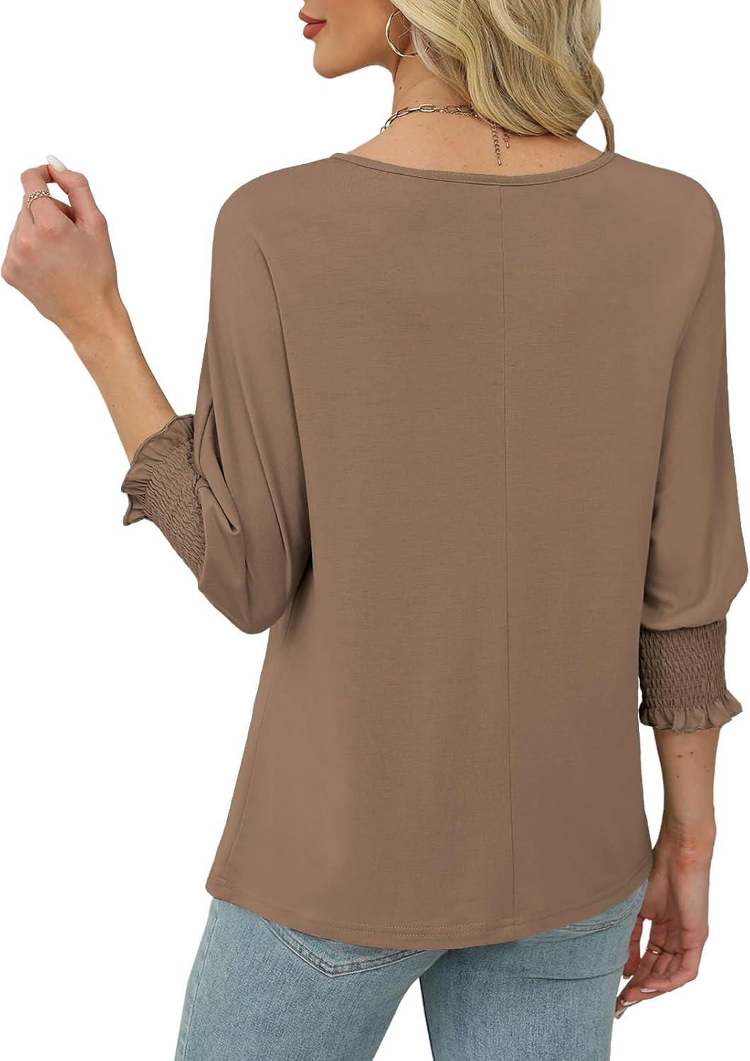 Womens Spring Tops 3/4 Sleeve Loose Fit Blouses Casual Shirts for Work Travel Beach S-XXL - Image 2