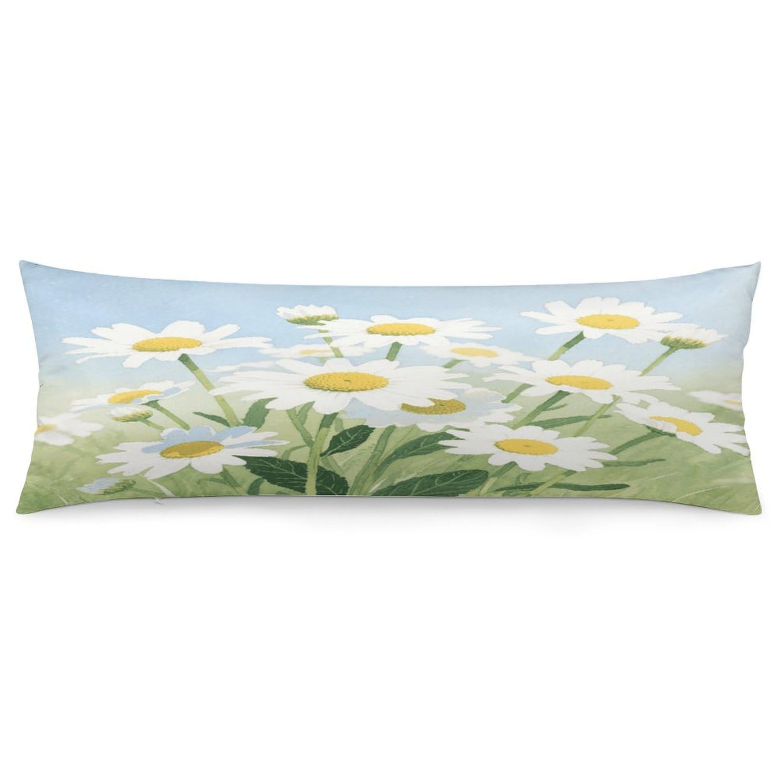 Watercolor Daisy Throw Pillow Cover Soft Pillow Case Decorative Lumbar Pillow Cover Cozy Throw Pillowcase Polyester Rectangular Cushion Case Decor for Couch Sofa Bed
