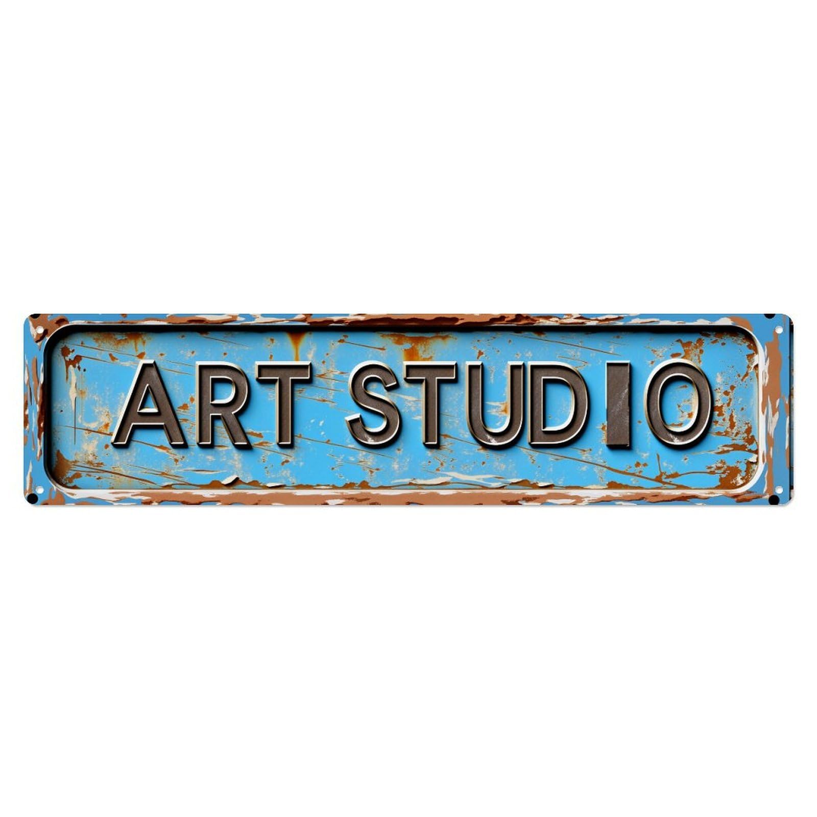 Rusty Metal Sign Art Studio Tin Sign Vintage Metal Poster Retro Bar, Home, Man Cave, Kitchen, Laundry Room Wall Art Decor Gift 4x16 Inch