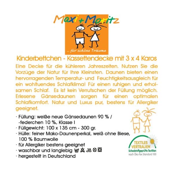 HANSKRUCHEN® Maxi und Moritz Daunen Kinderbettdecke 135x100 cm - Winter - Made in Germany Baby Bettdecke aus 100… – Bild 5