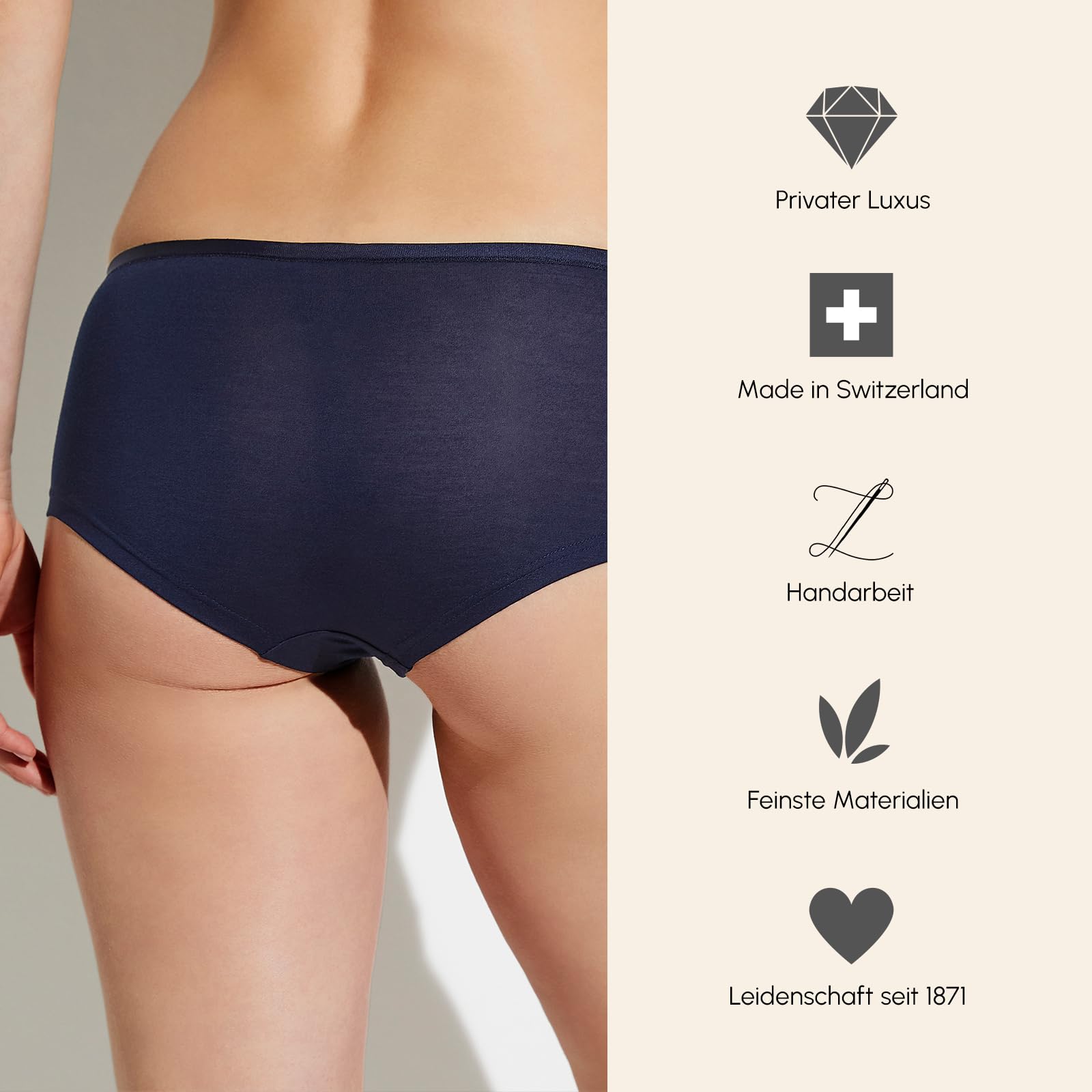 Zimmerli Hipster Pureness - Slip Damen - aus Modal - Pflegeleicht & Edel - Schwarz, Weiß, Navy, Skin - für Pures Wohlgefühl - Qualität aus der Schweiz - Größe S-XL