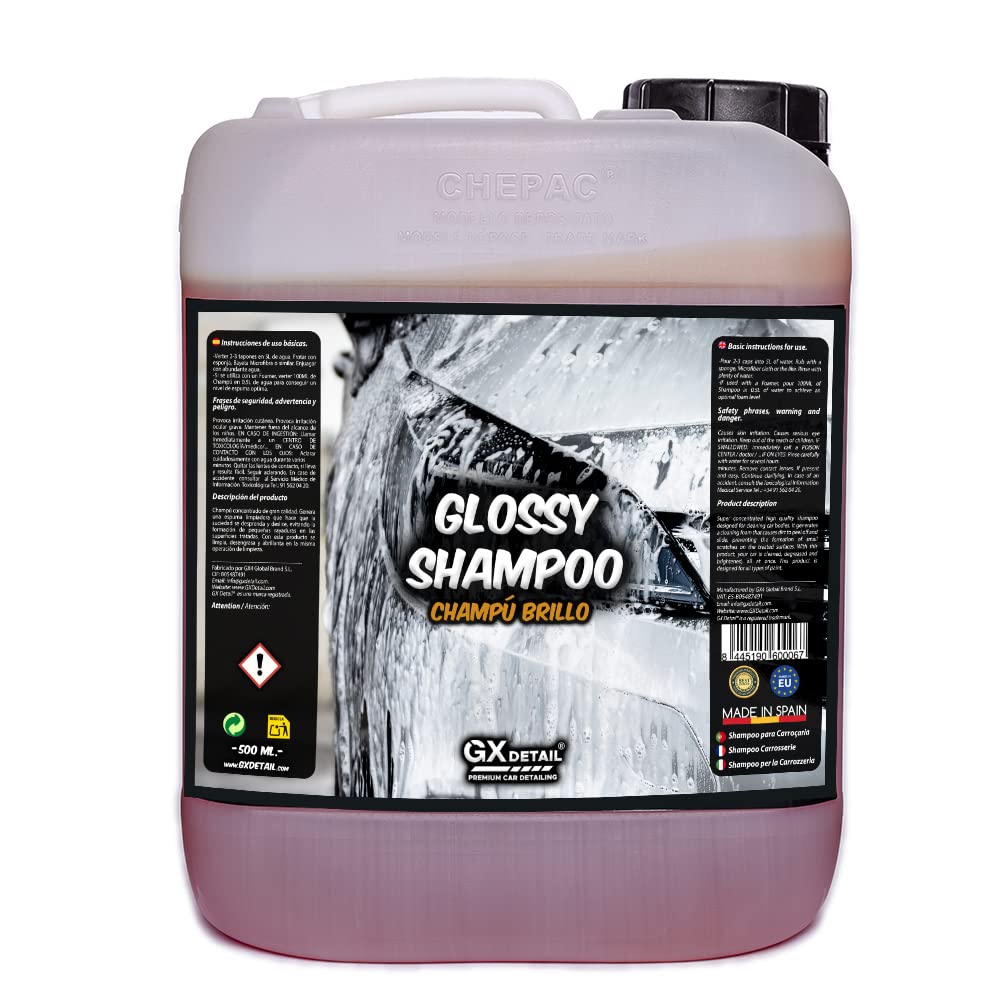 GxDetail Champú Brillo para Coche 5 Litros – Limpieza Profunda y Acabado Reluciente – pH Neutro y Espuma de Alto Rendimiento – Protección y Brillo Duradero.