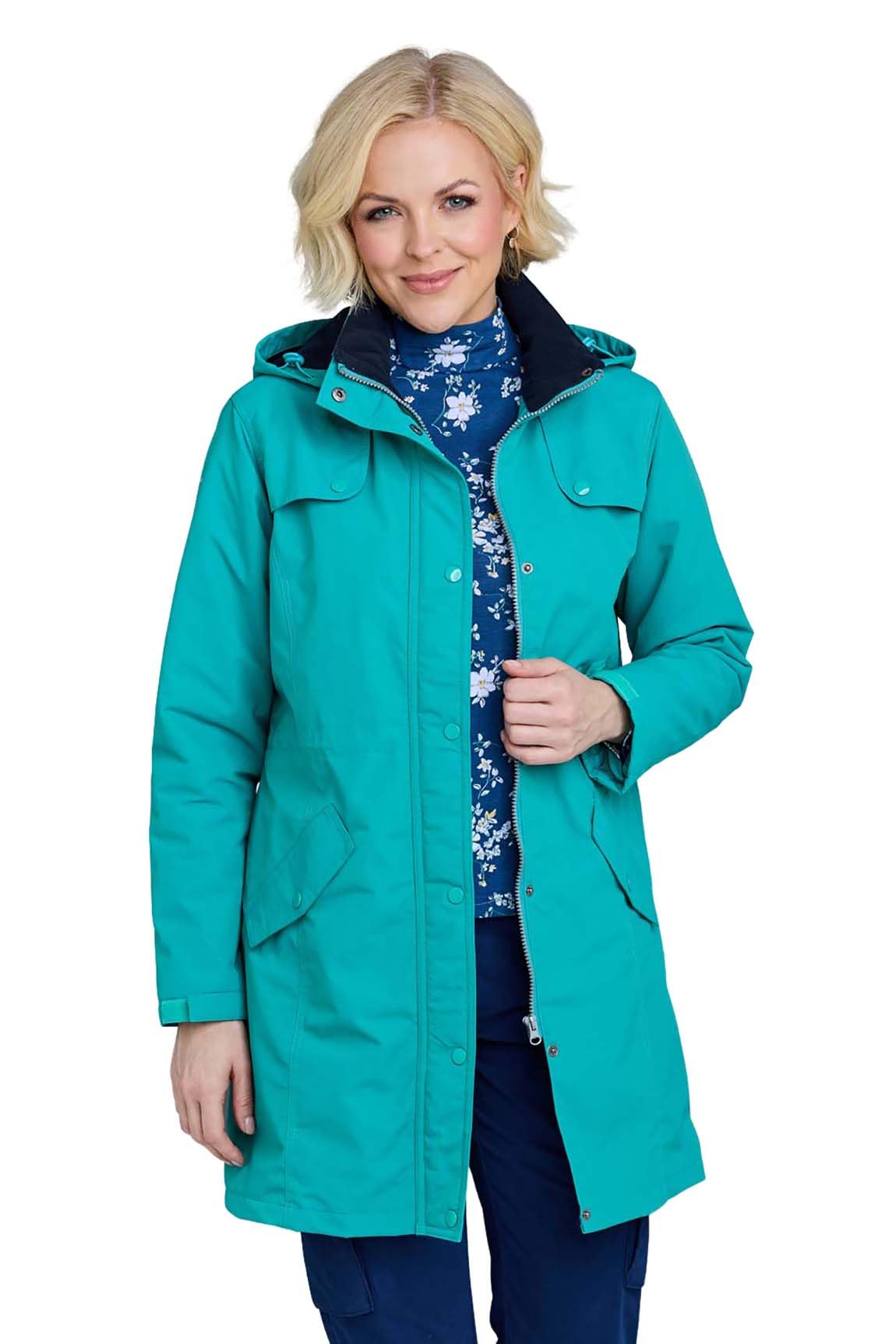 Chums Ladies Fleece Lined Waterproof Fabric Jacket 36 Inches Green 12