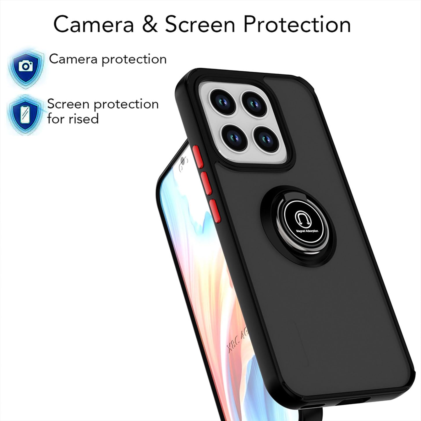 ILING Cover per Xiaomi 13 Ultra 5G, [Protezione Anticaduta di Grado Militare] Traslucida Matte Sensazione di Tocco Ultra Sottile Antiurto Custodia con Anello Supporto (Cielo blu