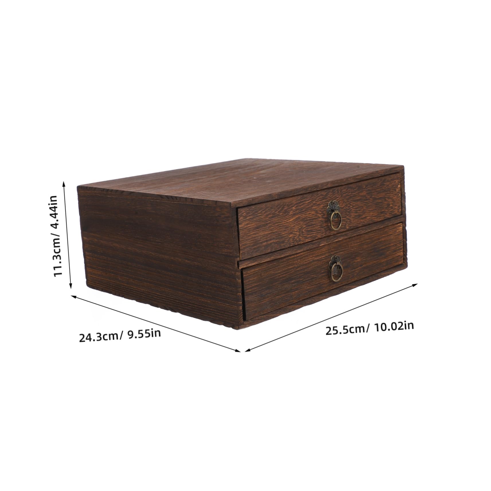 PRETYZOOM Rustic Desktop Storage Box with Drawer Retro Design Organizer for Dresser Nightstand and Office Wood Material for Keeping Accessories Tidy and Stylish