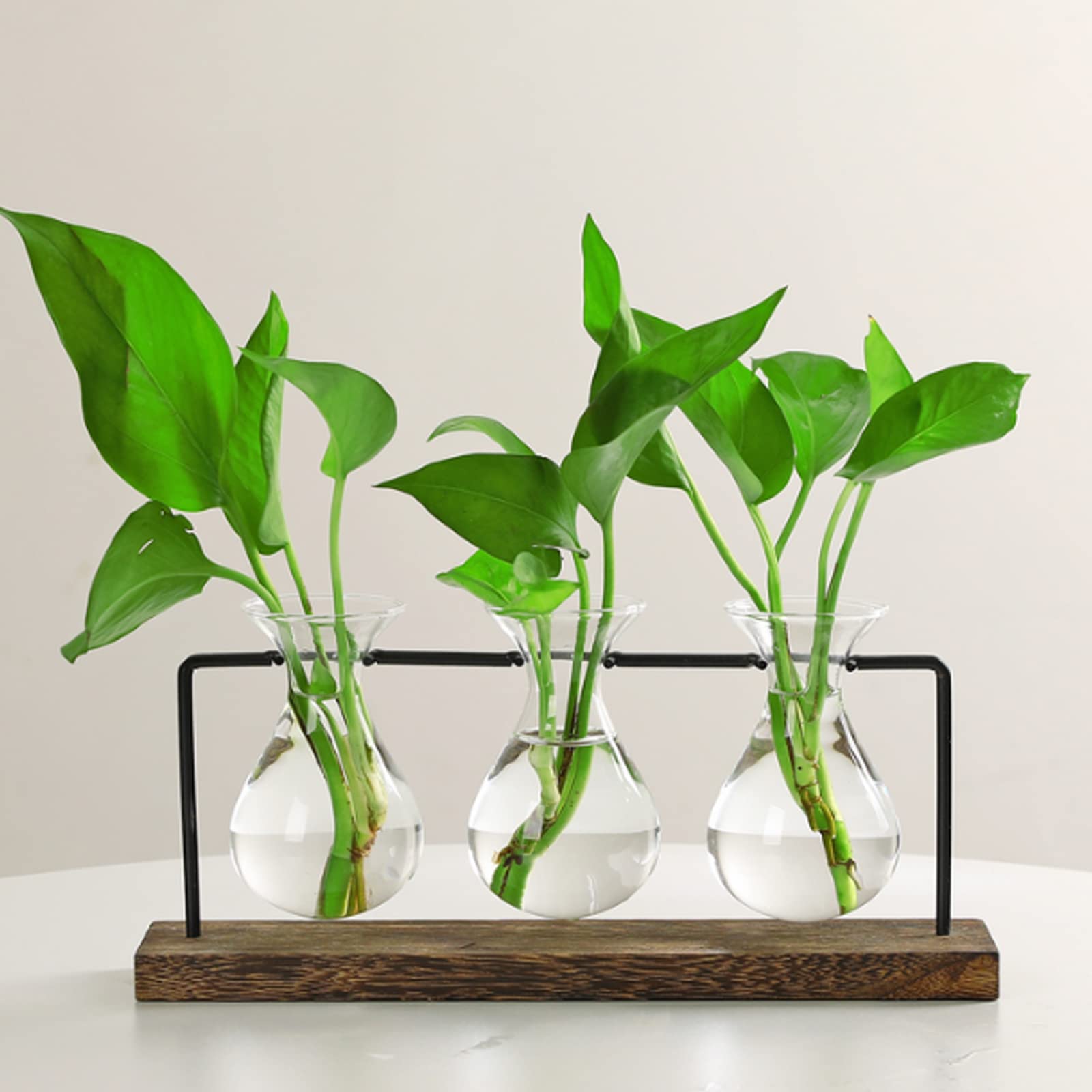 Drewniany stojak, terrarium, zestaw 4 szt., stacja do rozmnażania z 3 wazonami hiacyntowymi, wisząca szklana doniczka do roślin domowych, dla miłośników roślin, kobiet, ogrodu domowego