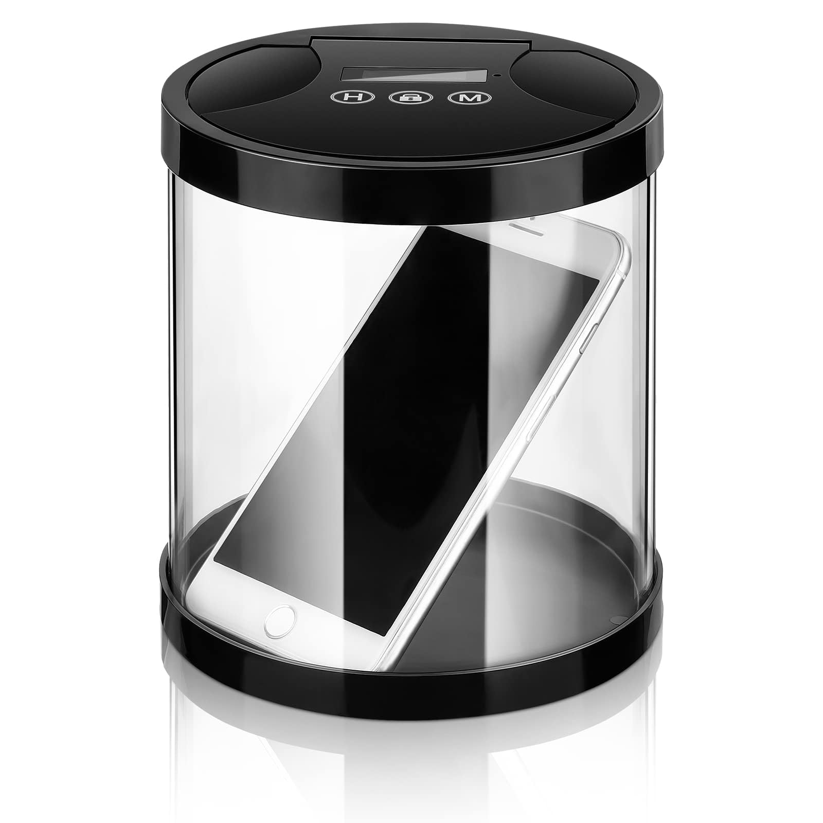 Time Lock Box Multi Purpose Time Locking Container Timed Phone Lock Box with Timer Plastic Locked Timer Lock Box UV Timer Lock Container to Control Phone Snacks Sweet Food Game Addiction (Clear Black)