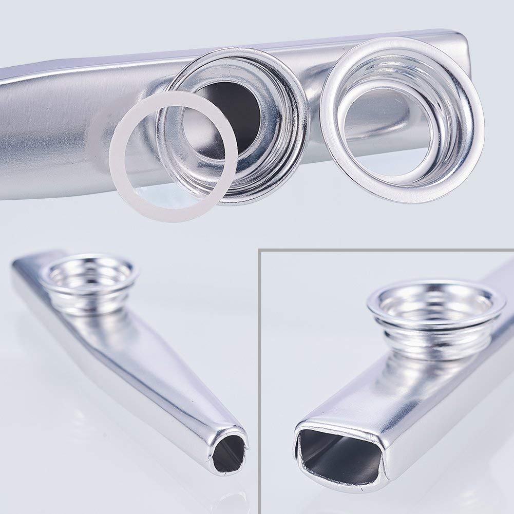 RAJry Kazoo Flute With 5 Pcs Diaphragms, Silver Metal Aluminum Alloy Musical Instruments, Good Companion for Guitar, Ukulele and Violin 1