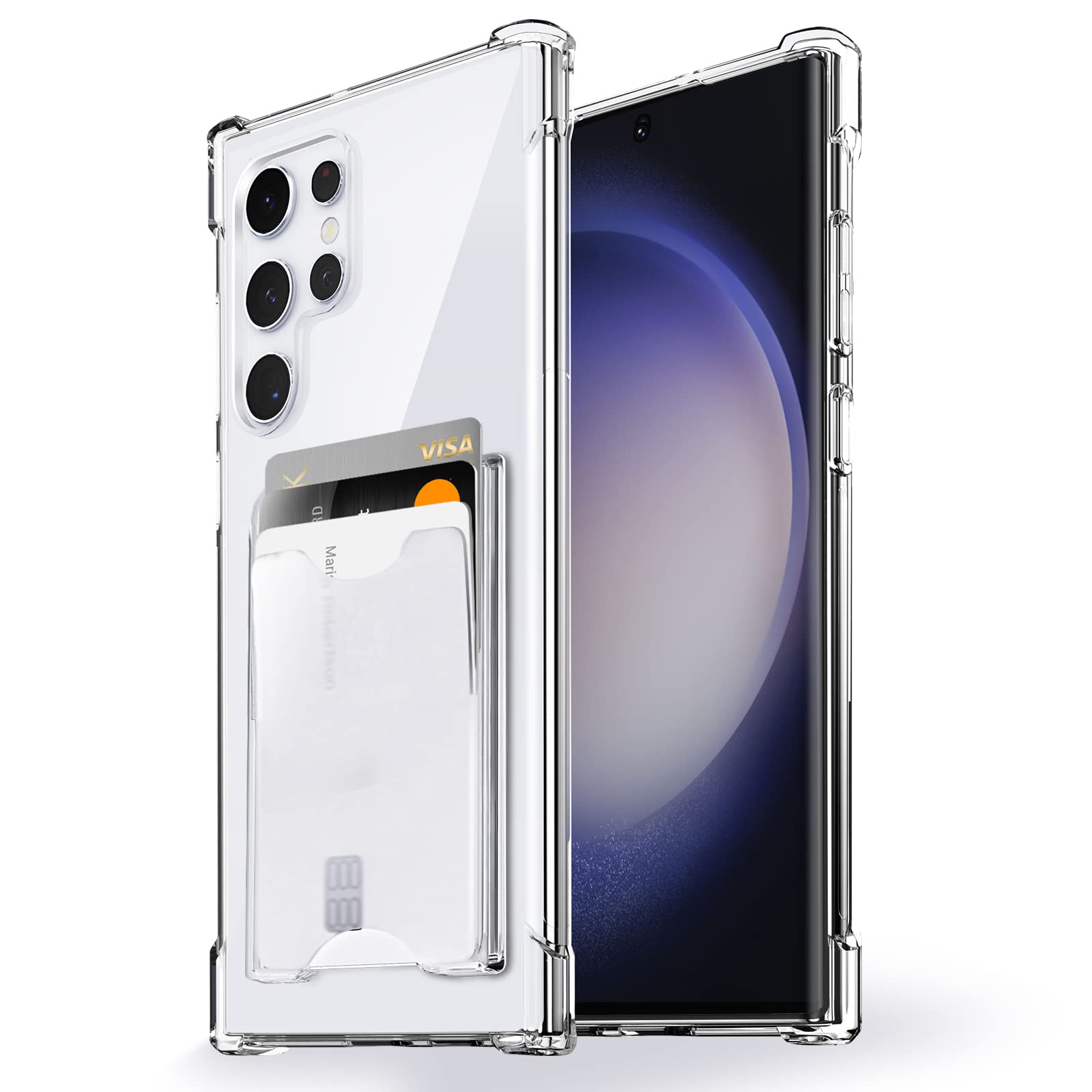 Shields Up for Samsung Galaxy S23 Ultra Case, Galaxy S23 Ultra Case, Minimalist Wallet Case with Card Holder, Slim Protective Soft TPU Shockproof Cover for Samsung Galaxy S23 Ultra - Clear