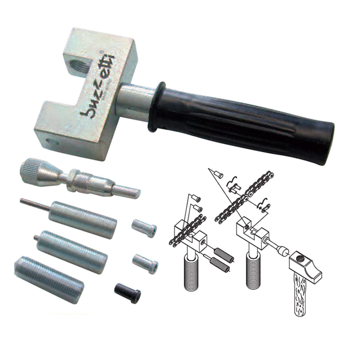 ATTREZZO SMONTA-MONTA-ROMPI CATENA -CYCLO-MOTO BUZZETTI SET COMPLETO (DA 415 A 532) (4988)