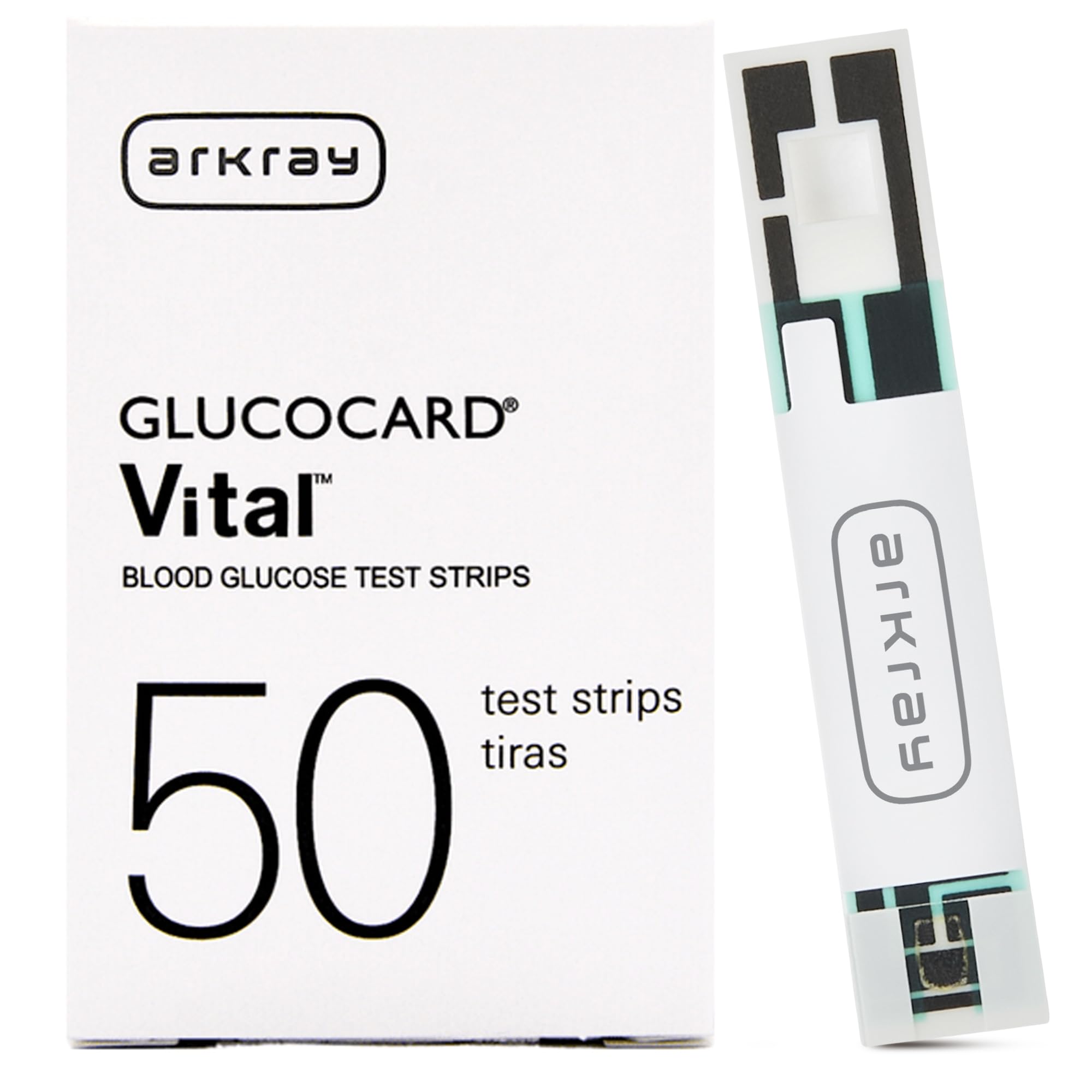 ARKRAY GLUCOCARD Vital Blood Glucose Test Strips – No Coding Required, 0.5 µL Sample, Fast 7-Second Results, Compatible with GLUCOCARD Vital Blood Glucose Meter, 50 Count