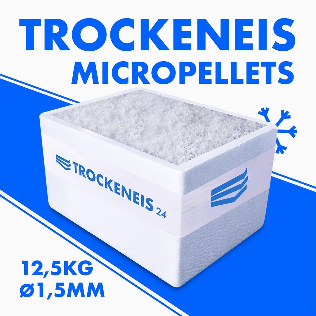 Trockeneis Micropellets 1,5mm (12,5 kg) für Labor, Show & Molekularküche - Lieferung in sicherer Thermobox inklusive - [Bestellungen bis 11Uhr Lieferung bis zum nächsten Tag 18Uhr]