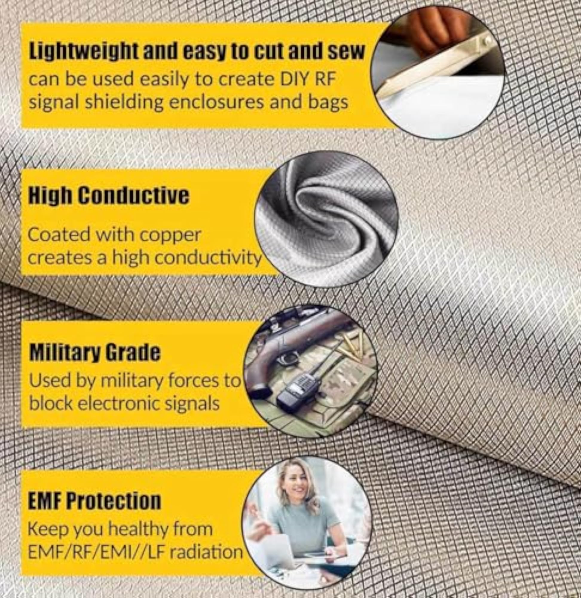 Faraday Fabric EMI RFID Shielding Material for Protection