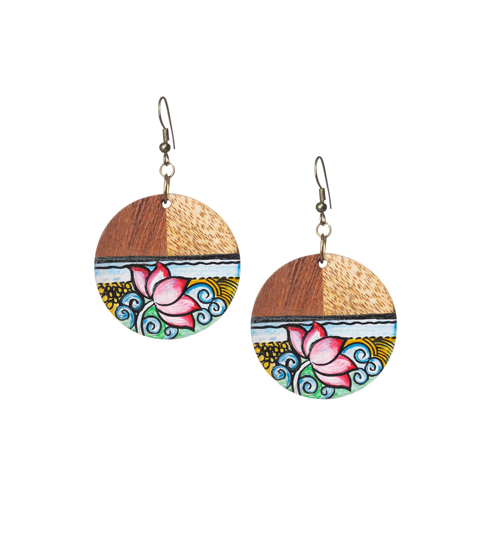 ExclusiveLane Innate Lotus Bohemian Beaded Wooden Jhumka Earrings For Women Fashion (Sheesham Wood, Dhokra Art) |Handpainted Earrings for Girls Stylish Wooden Earrings for Women Traditional Earrings (B0CWNKNW44) Amazon Price History, Amazon Price Tracker
