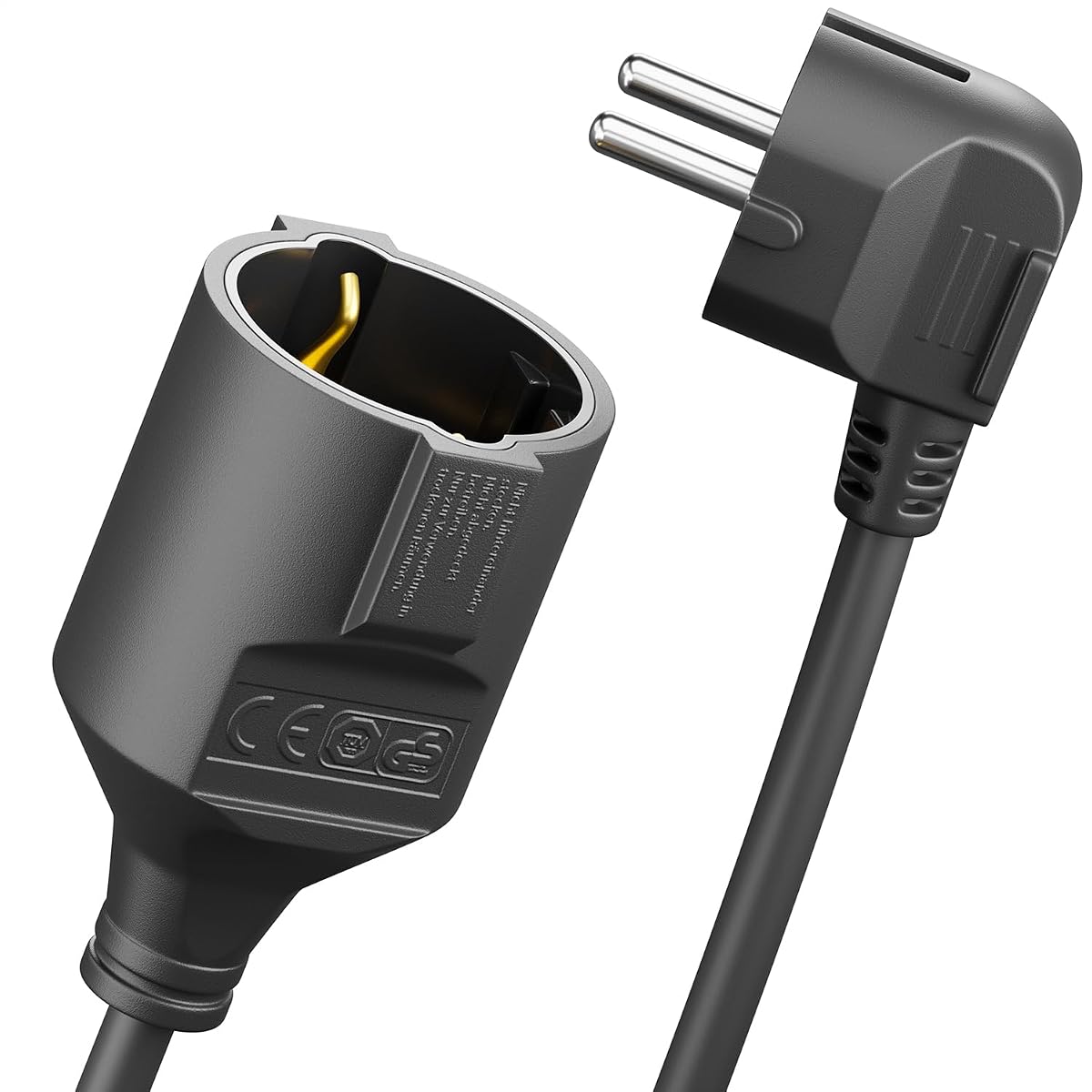 deleyCON 7,5m Kabel Zasilający Przedłużacz z Ochronnym Stykiem Przewód Prądu Kabel Sieciowy Przedłużenie 16A 3680W Gospodarstwo Domowe Biuro Warsztat Multimedia Czarny