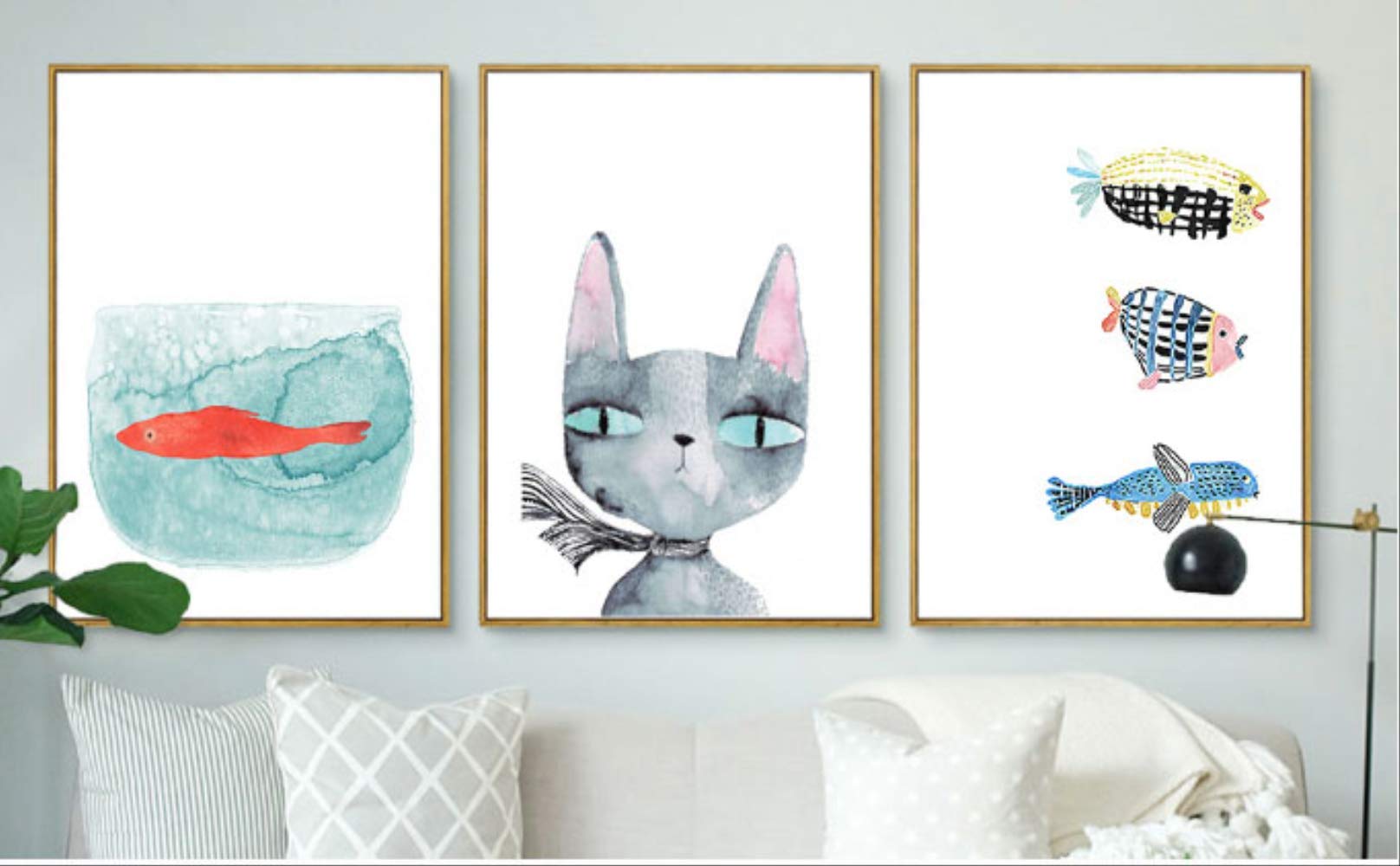 Toile Animaux Mignons Peintures Murale 50x60cmx3pcs Souffle d'Air Frais
