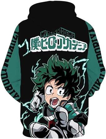 Adult Deku Hoodies Cosplay Costume Shoto Novelty Pullover Sweatshirt