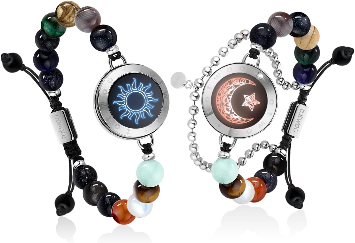 TOTWOO Long Distance Touch Bracelets for Couples, Vibration & Light up for Love Couples Bracelets | Long Distance Relationship Gifts for Girlfriend Bluetooth Pairing Jewelry