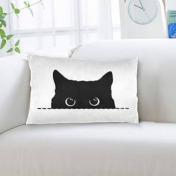 海外通販アウトレット　おしゃれな黒の枕カバー　２枚セット Amazon.co.jp: 黒猫 枕カバー 50×35cm 長方形 まくらカバー