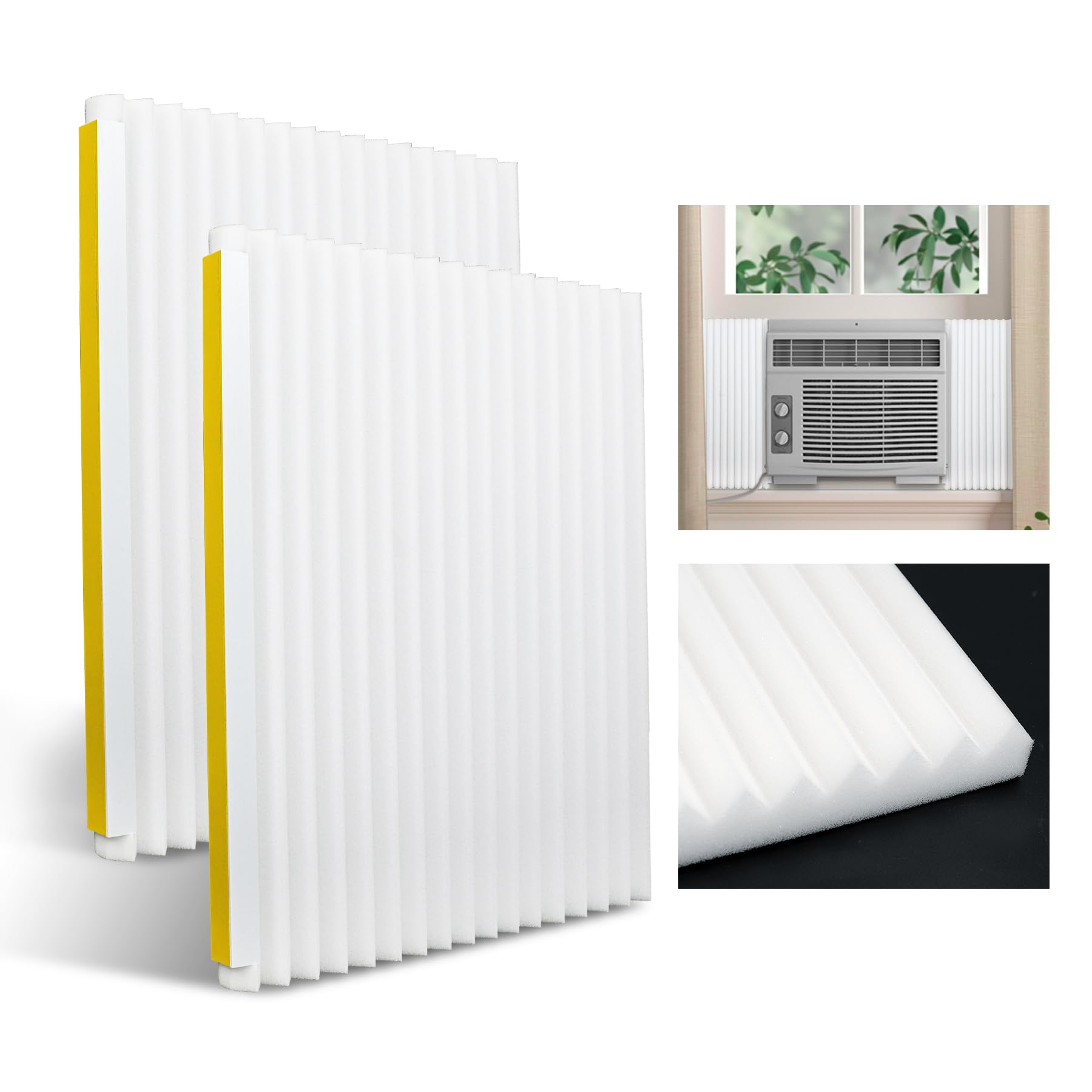 Window Air Conditioner Foam Insulating Panels,17-Inch x 12-Inch x 1-Inch Season Protection AC Side Panel Seal Kit.White