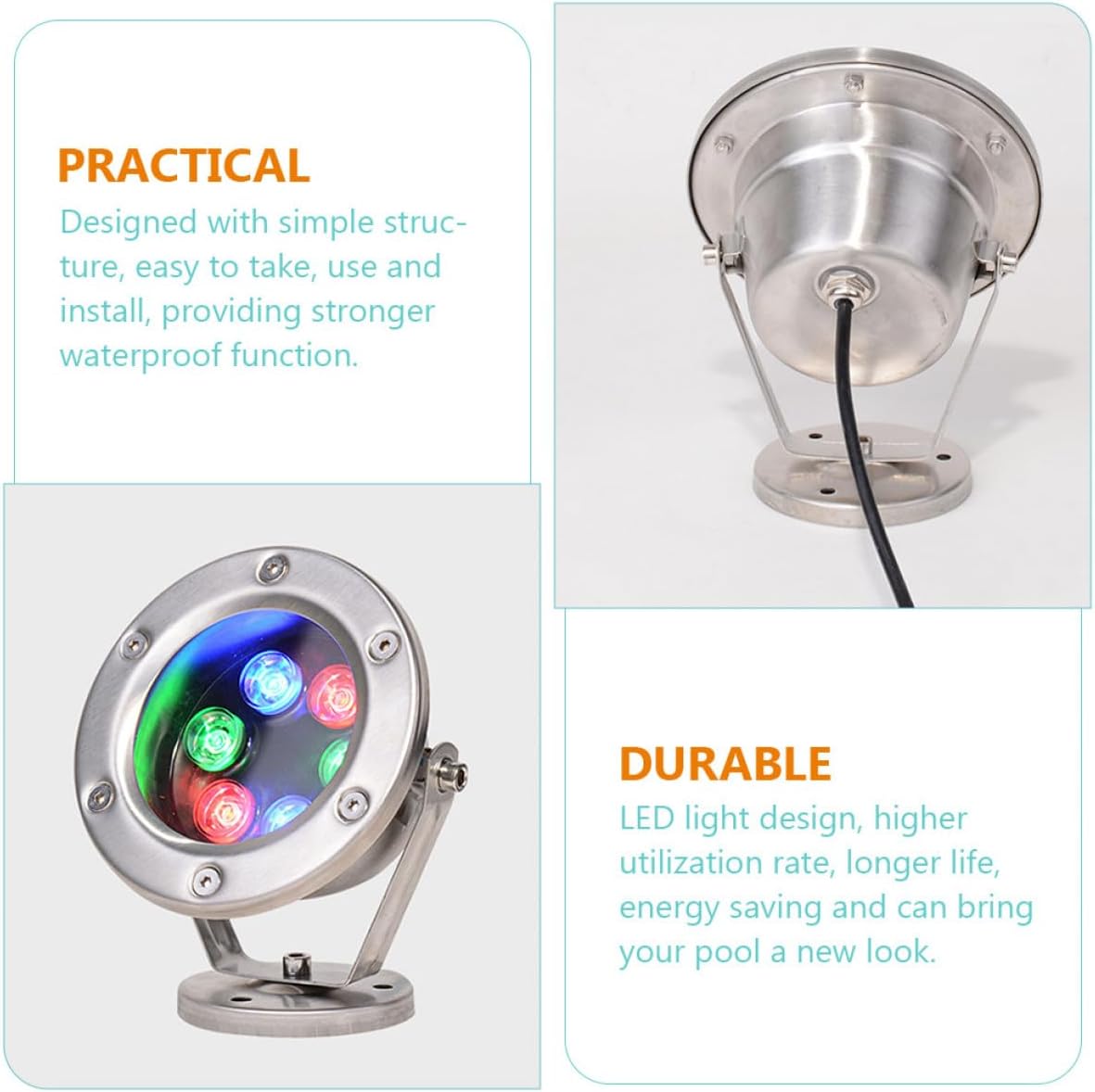 LED Underwater Light Warm White Waterproof Submersible Pool Light for Swimming Pools and Fountains 6pcs for Outdoor Pond