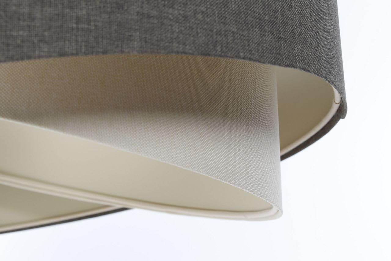 Licht-Erlebnisse Pendelleuchte E27 rund Ø 40 cm Grau Creme Stoff Modern Boho Hängelampe Wohnzimmer Hängeleuchte Esszimmer