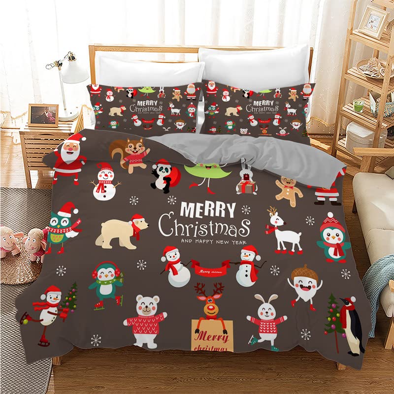 Couverture de Noel marron 240x260 en microfibre 110g/m² avec fermeture éclair durable
