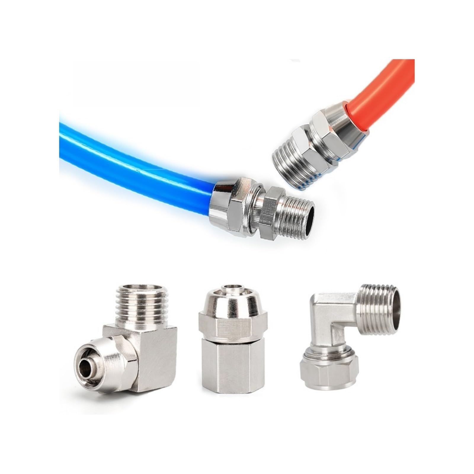 1 pz Raccordi pneumatici in rame Raccordo aria OD 4 6 8 10 12 mm Filettatura 1/8 3/8 1/2" 1/4" Connettore rapido for connettori for tubi flessibili(8-04,KPL-10pcs)