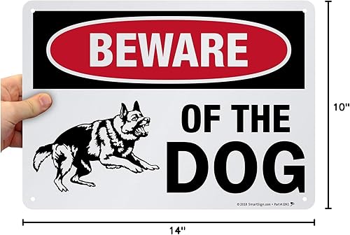 Miniatura 7 de SmartSign Letrero con texto en inglés "Beware of Dog" (Beware of Dog) - Letreros de pastor alemán para vallapared, 10 x 14 pulgadas, aluminio