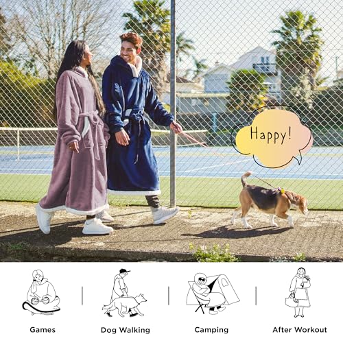 Image of Bedsure Wearable Blanket Hoodie, Long Hooded Blanket Sweatshirt as Christmas Birthday Gifts for Women, Cozy Sherpa Hoodie for Adult, Small, Lavender
