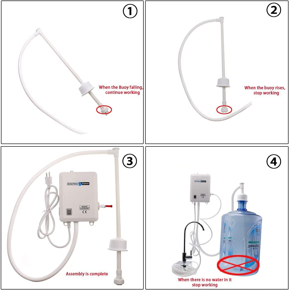 FARSEE Portable Bottled Water Dispensing System 1Gal/Min Bottled Water Pump 40 PSI with 20ft PE Pipe for 5 Gallon Home Kitchen Office Bar Restaurant Coffee Brewer Ice-Maker Refrigerator